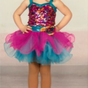 Pink and Blue Sequin Dance Costume